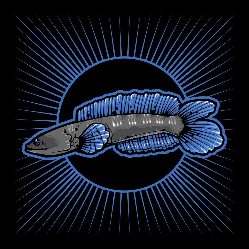 channa snakehead poisson vecteur style d'illustration japonais isolé. calque et couleur modifiables.