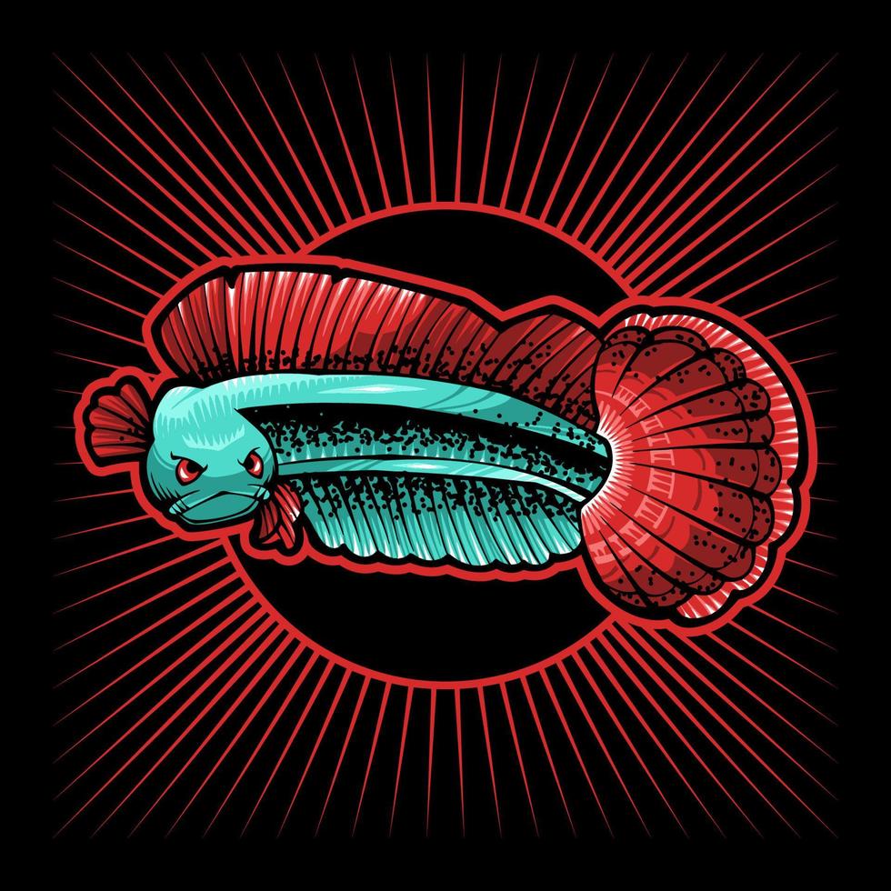 channa snakehead poisson vecteur style d'illustration japonais isolé. calque et couleur modifiables.