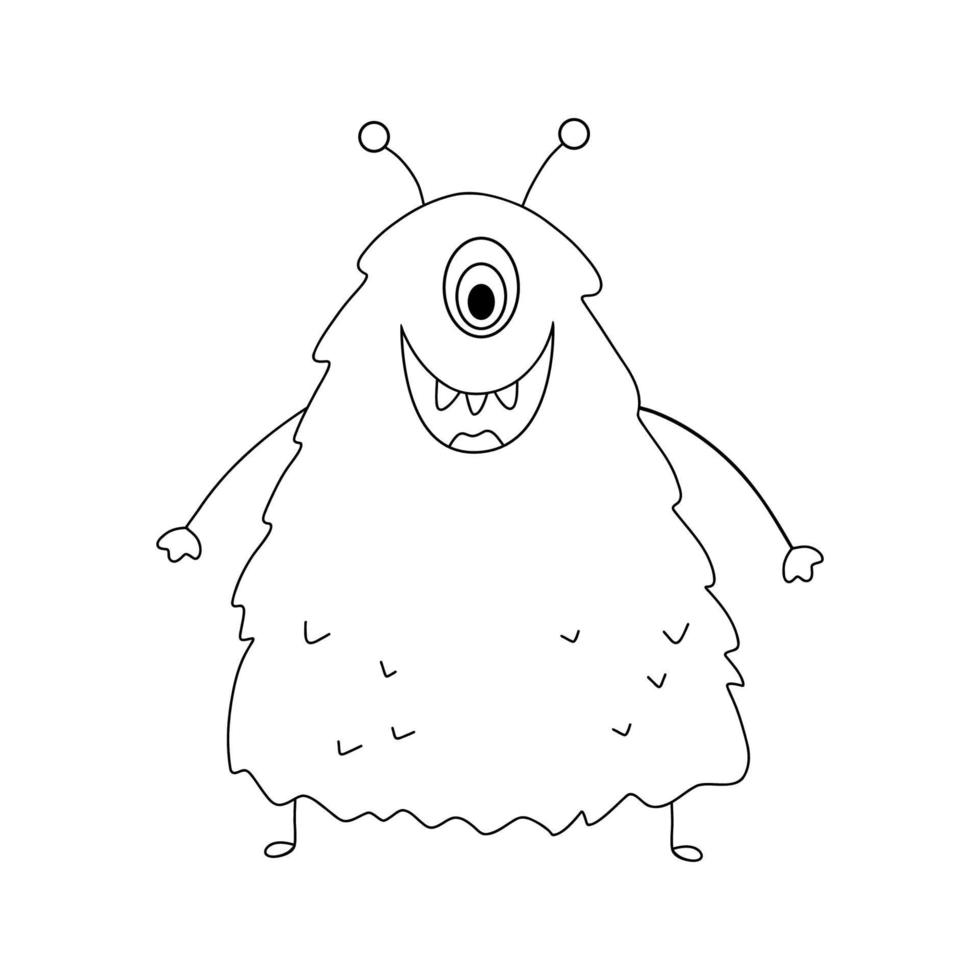 monstre drôle de ligne cool, extraterrestres ou animaux fantastiques pour un livre de coloriage enfantin. illustration de vecteur de dessin animé contour dessiné main isolé sur blanc.