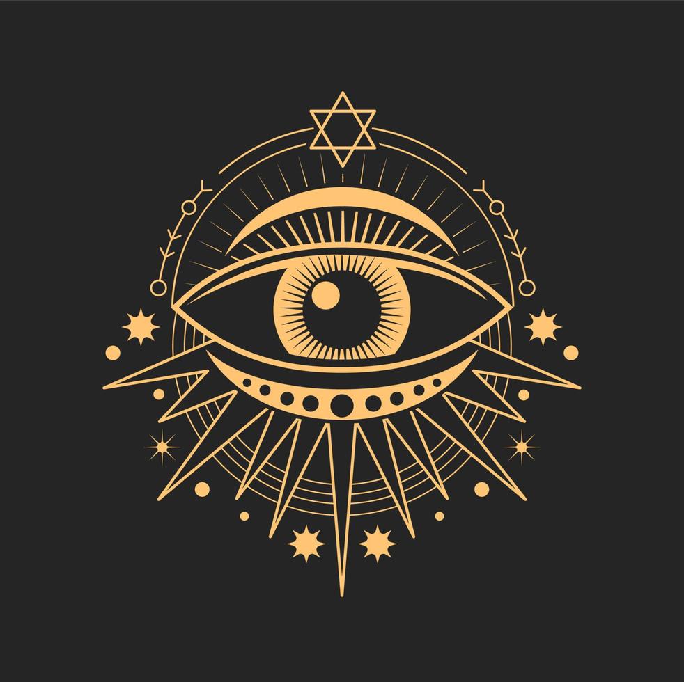 symbole occulte et ésotérique des yeux, signe de tarot magique vecteur