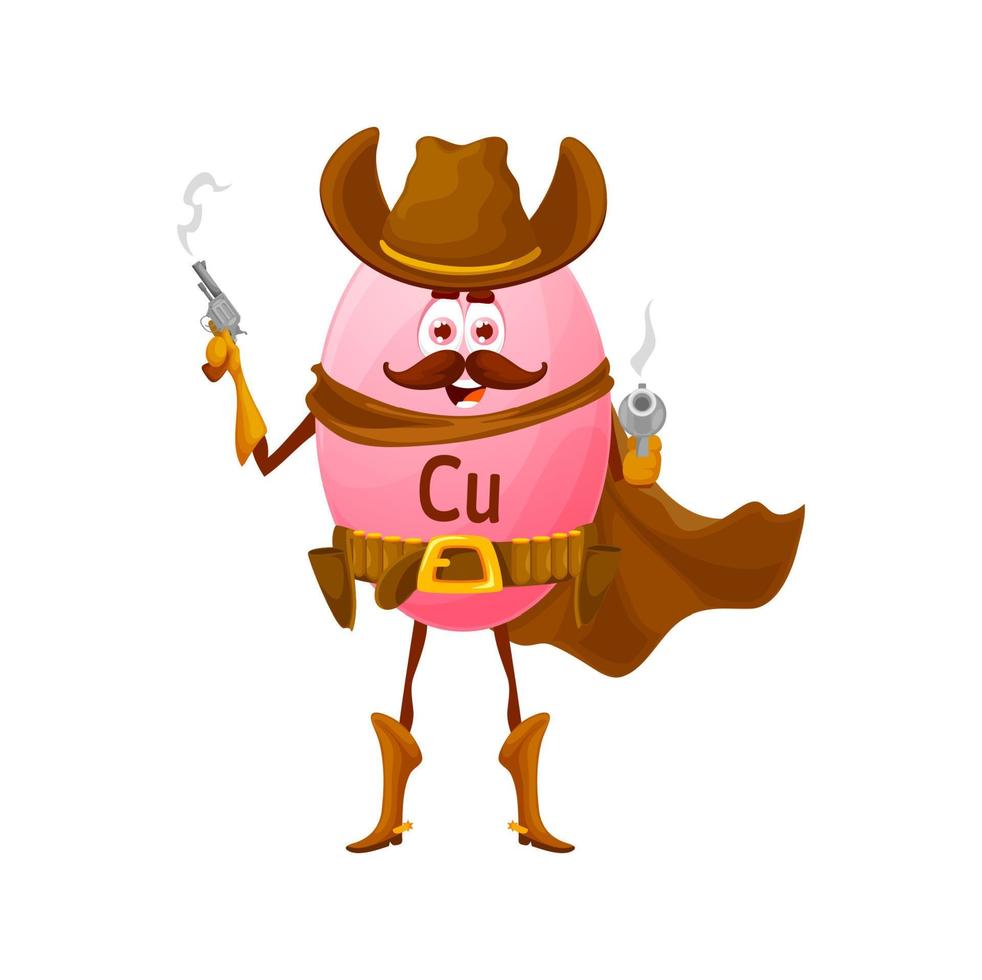 personnage de dessin animé en micronutriments de cow-boy en cuivre vecteur