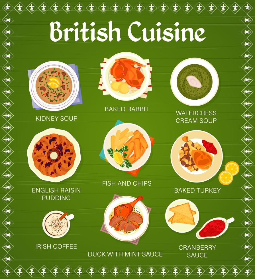 modèle de vecteur de conception de page de menu de cuisine britannique