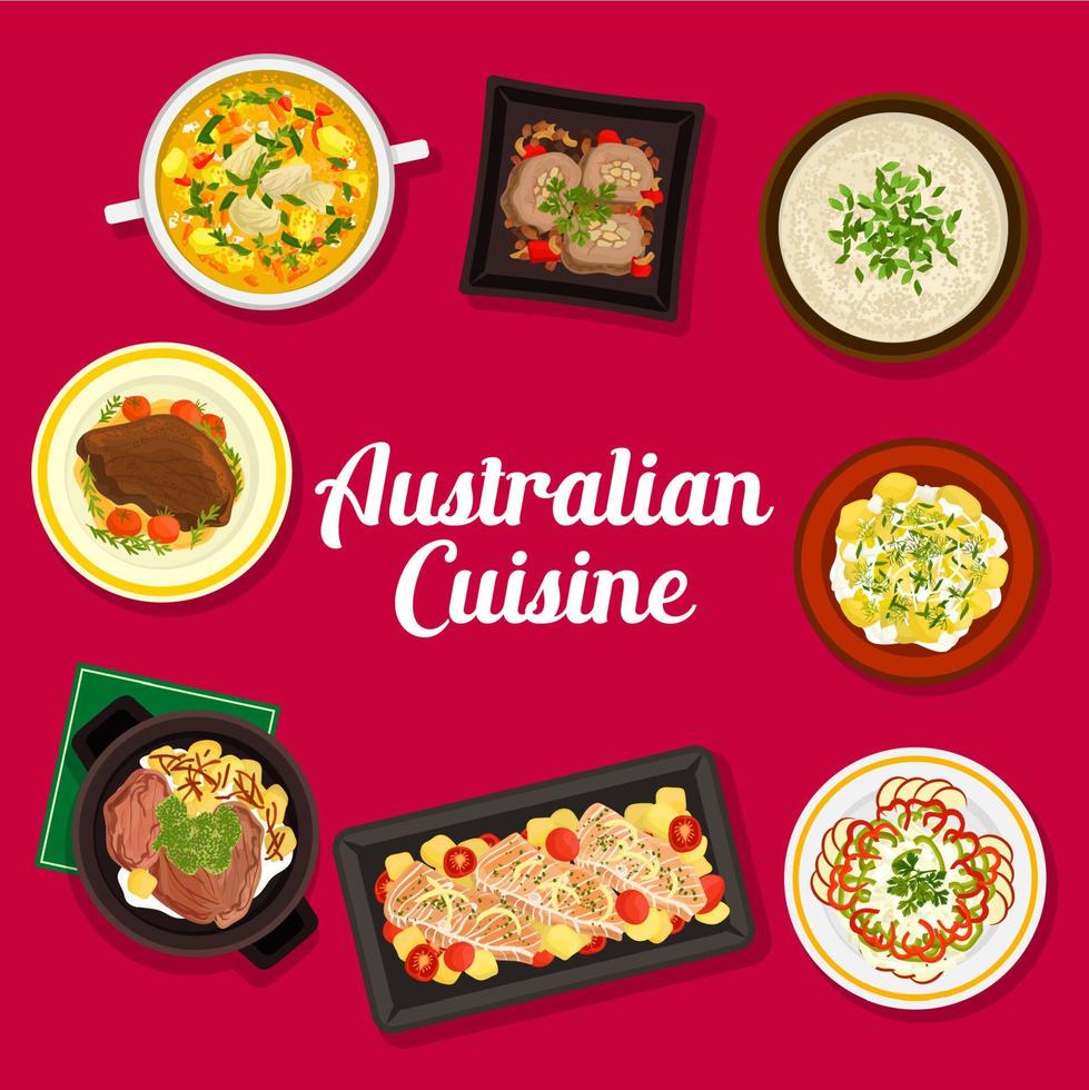 couverture de menu de restaurant de barbecue de cuisine australienne vecteur