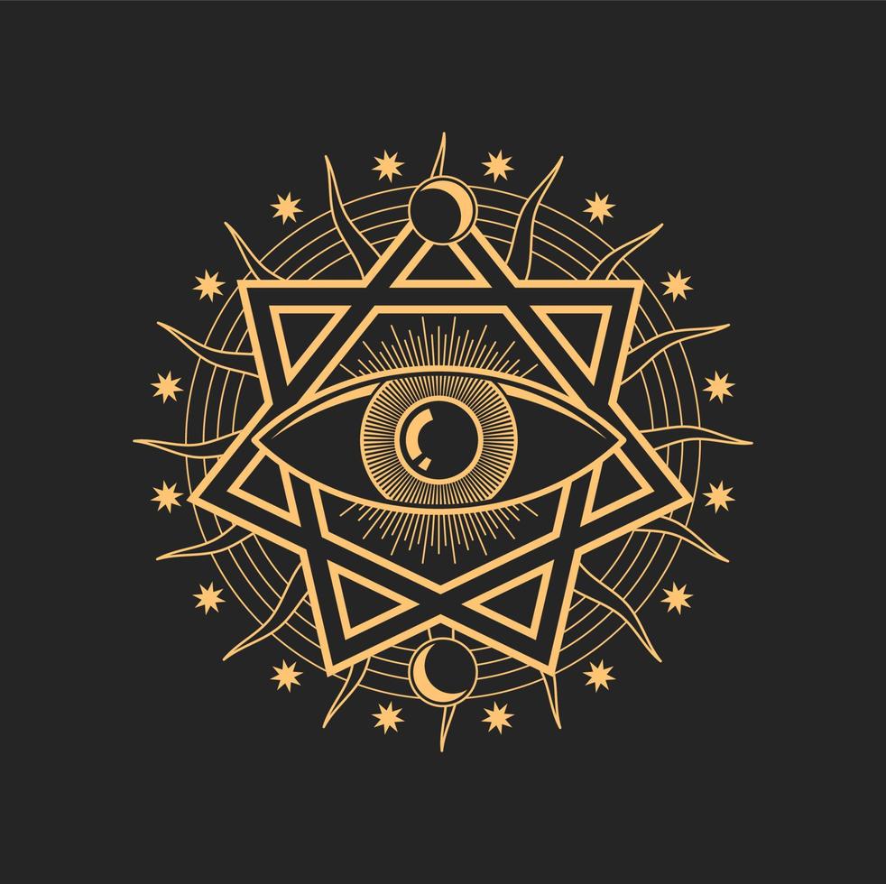 signe de tarot magique, symbole occulte et ésotérique des yeux vecteur