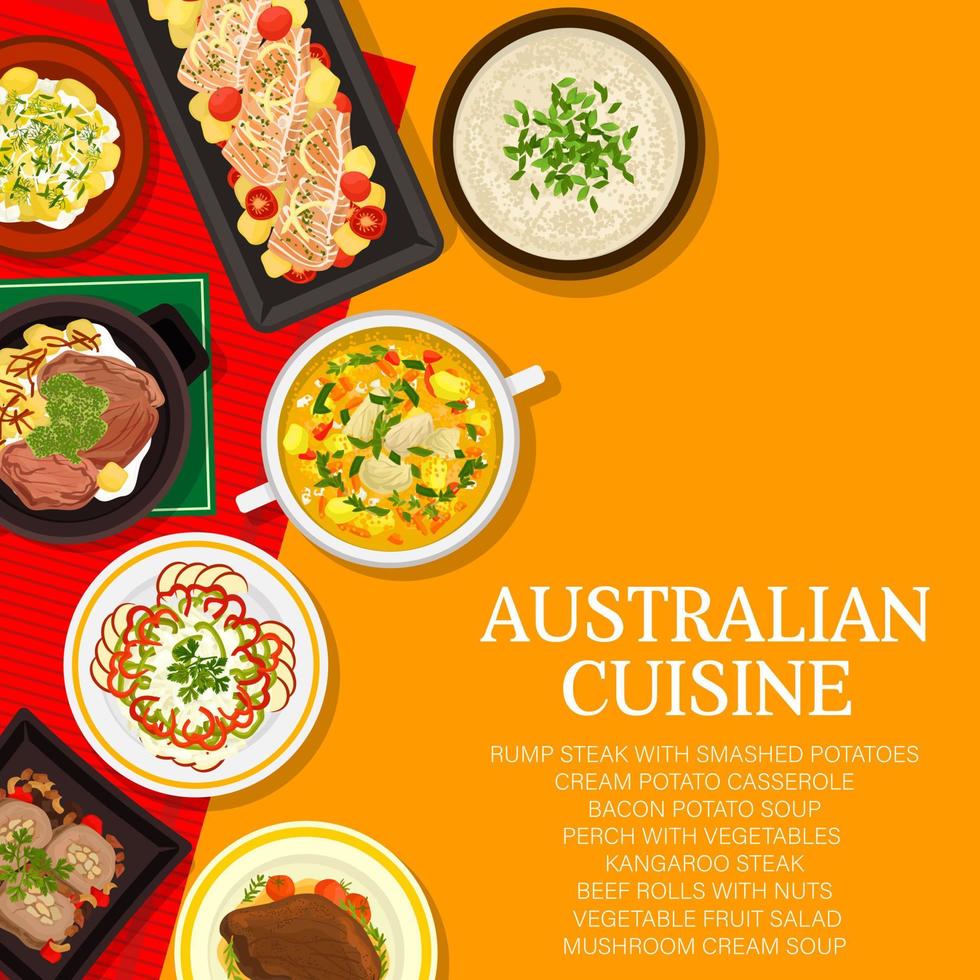 couverture de menu de cuisine australienne avec plats de barbecue vecteur