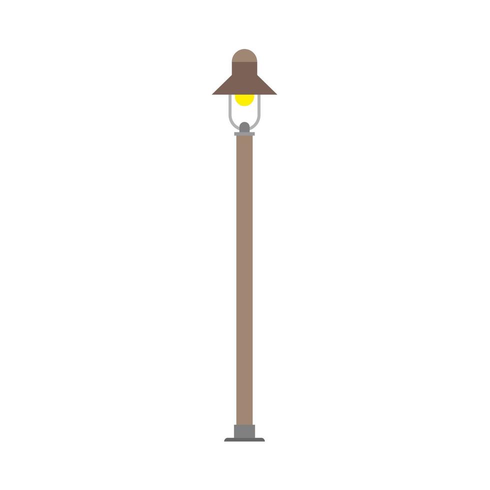 lampe de lumière jaune de rue poteau d'éclairage de vecteur de ville. urbain vieux extérieur icône équipement autoroute