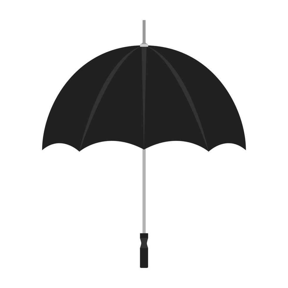 pluie parapluie météo protection icône illustration vectorielle parasol. poignée parapluie noir symbole ouvert objet blanc isolé. accessoire protéger l'icône de concept de mode de pluie. élément de coffre-fort personnel vecteur