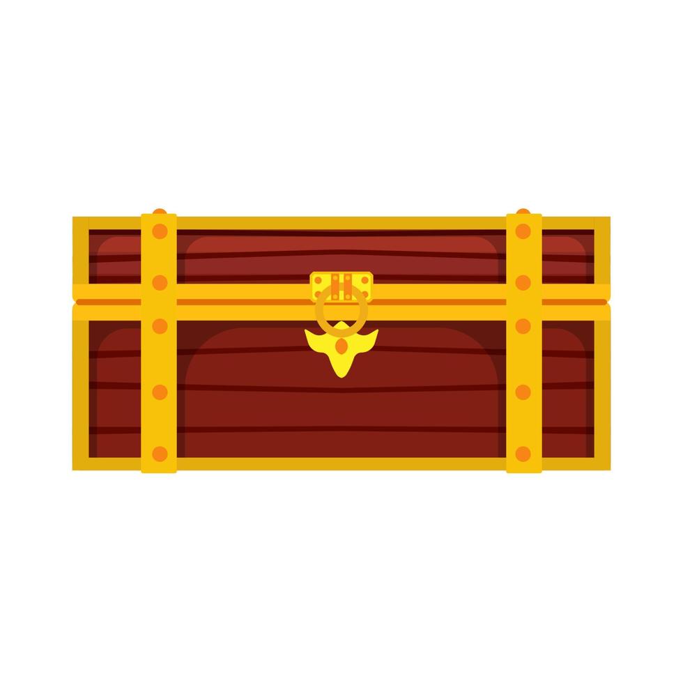icône de vecteur isolé d'illustration de trésor de boîte de poitrine. argent de pirate brun de serrure en bois de richesse d'or. Fortune de dessin animé de jeu de coffre