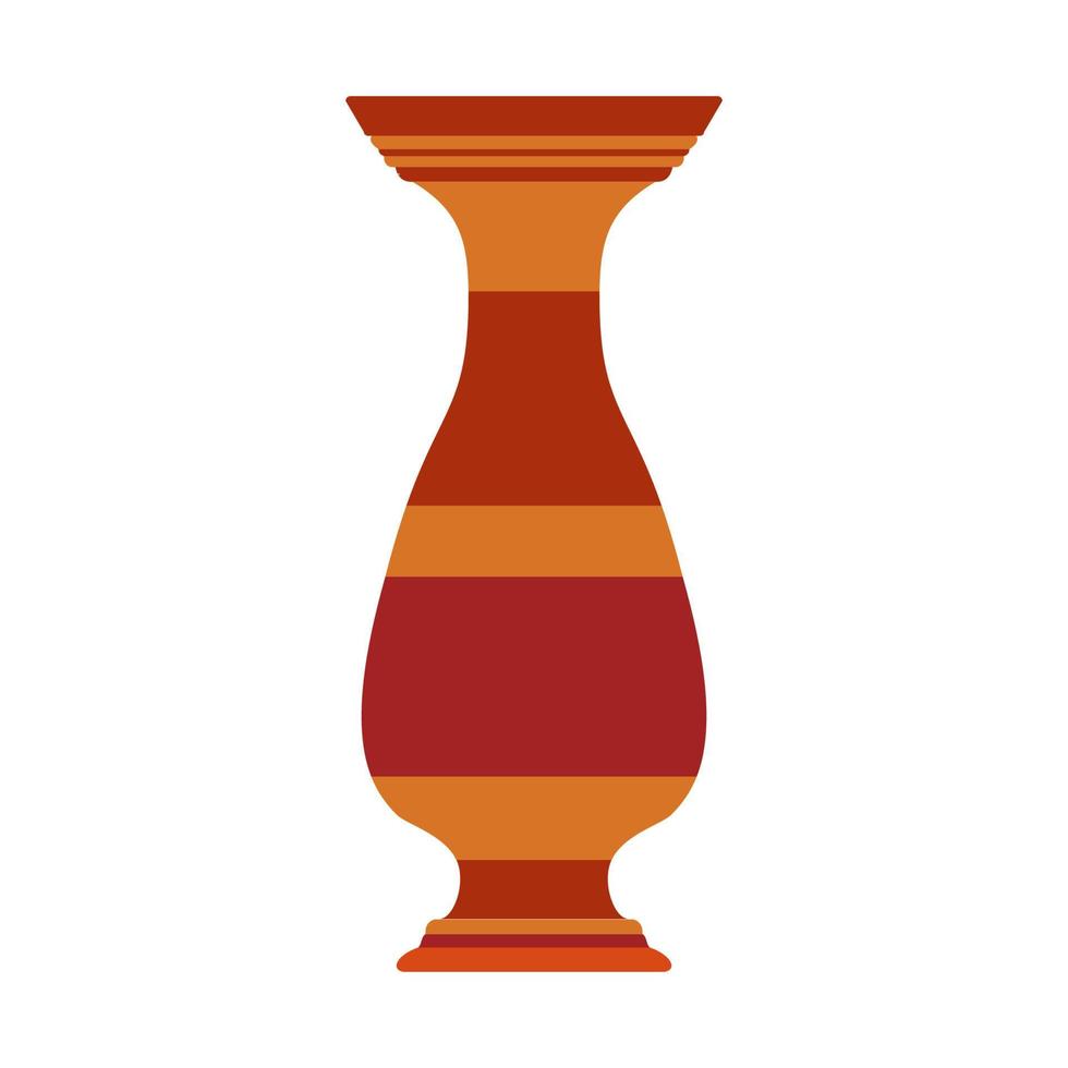 cruche d'argile poterie en céramique vecteur pot antique. illustration d'icône ancienne de vase d'argile isolé. objet plat poterie amphore cruche brune. vase grec traditionnel de dessin animé avec symbole de motif. signe grec simple