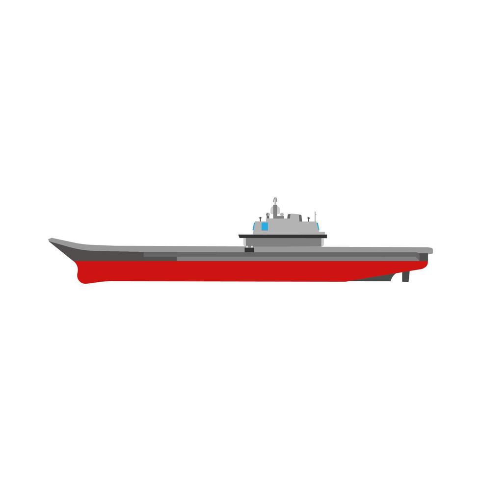 porte-avions isolé blanc marine navire transport maritime icône plate vue latérale vecteur