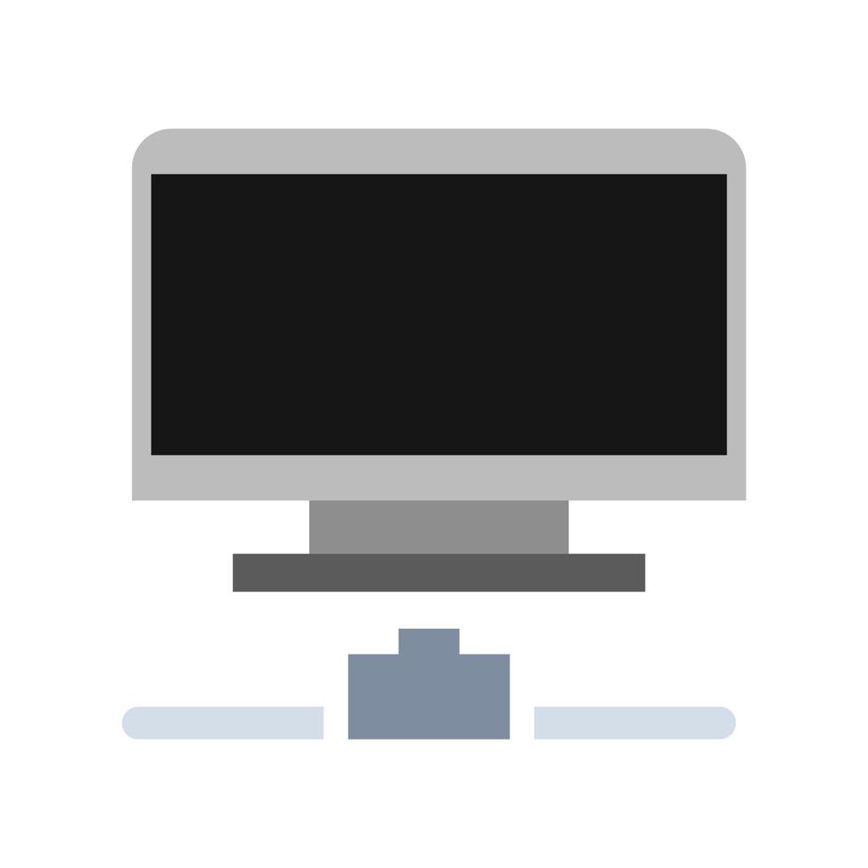 ordinateur icône technologie vecteur illustration numérique affichage équipement électronique pc. écran de communication d'icône d'ordinateur de bureau d'affaires blanc isolé. symbole de système de connexion de périphérique réseau