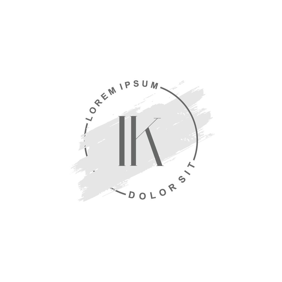 logo minimaliste initial ik avec pinceau, logo initial pour signature, mariage, mode. vecteur