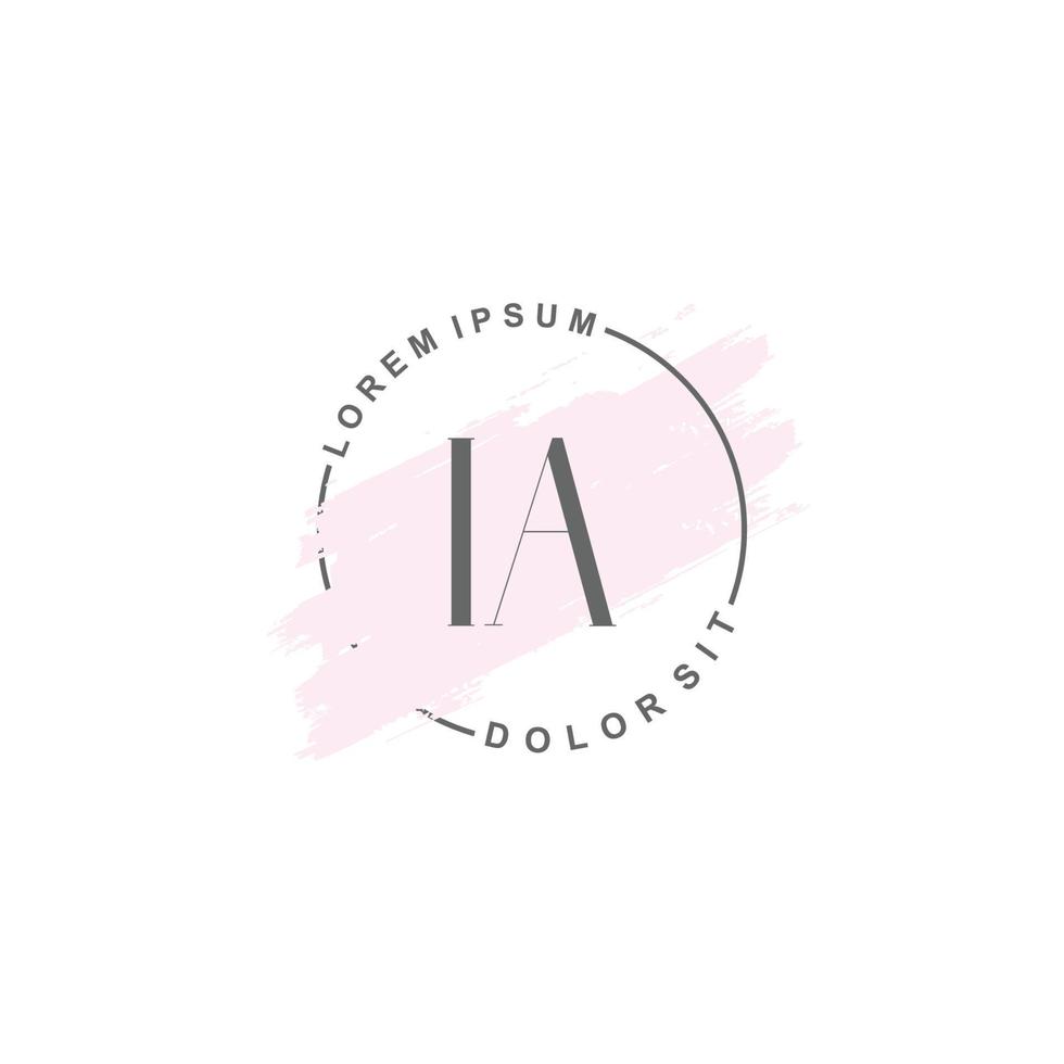 initial ia logo minimaliste avec pinceau, logo initial pour signature, mariage, mode. vecteur