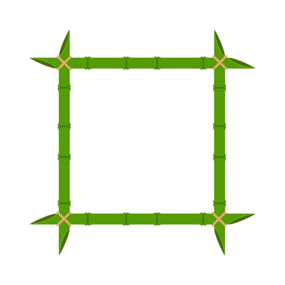 cadre en bambou vert illustration de conception en bois vecteur nature isolé blanc. bâton de modèle de cadre en bambou à bordure vide avec tige de corde. élément de décoration de l'espace pour le panneau de texte bois de bordure tropicale