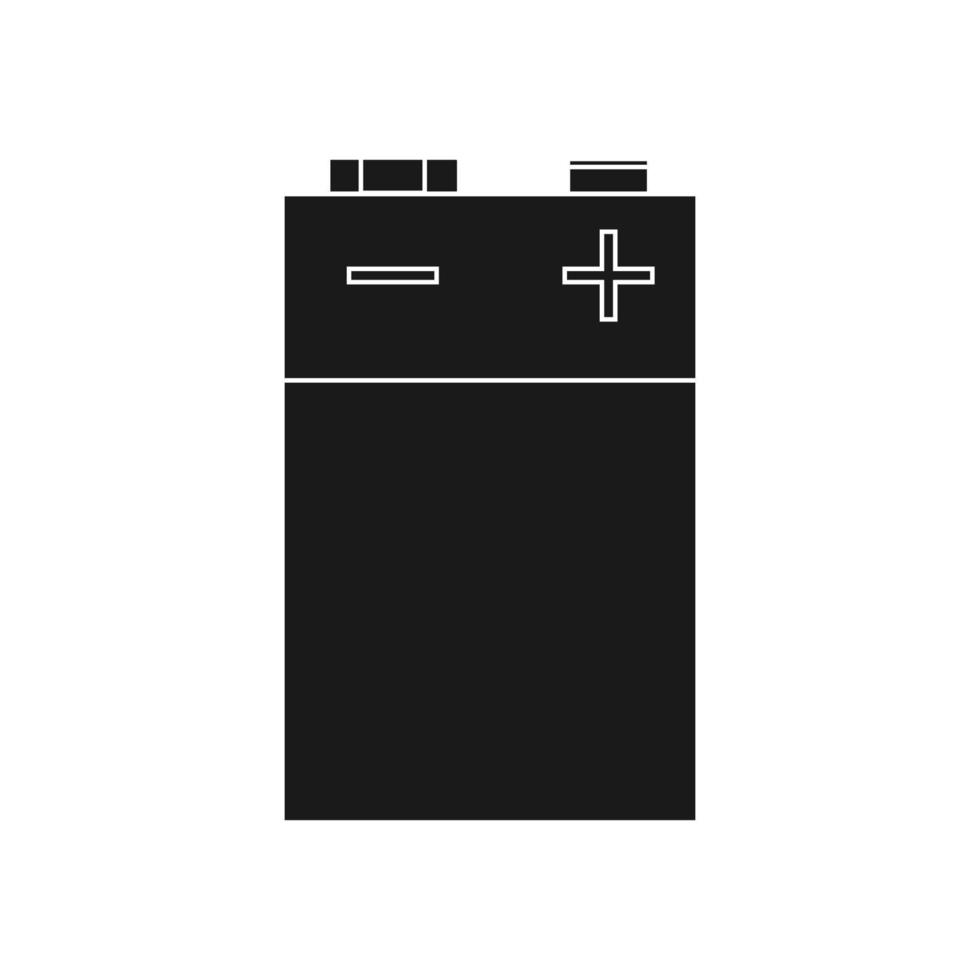 Icône vectorielle de batterie 9v illustration noire solide et énergie alcaline de puissance isolée en blanc. technologie électricité et objet électrique. symbole de tension d'alimentation accumulateur électronique et électrique vecteur