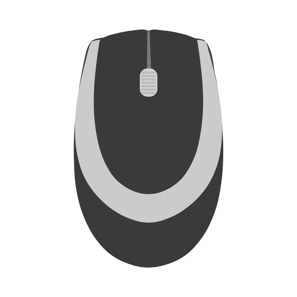 technologie d'illustration vectorielle de souris d'ordinateur pc avec icône de périphérique d'équipement de bouton. objet pc symbole blanc isolé. souris électronique moderne avec forme d'outil de pointeur de défilement. accessoire d'appareil informatique vecteur
