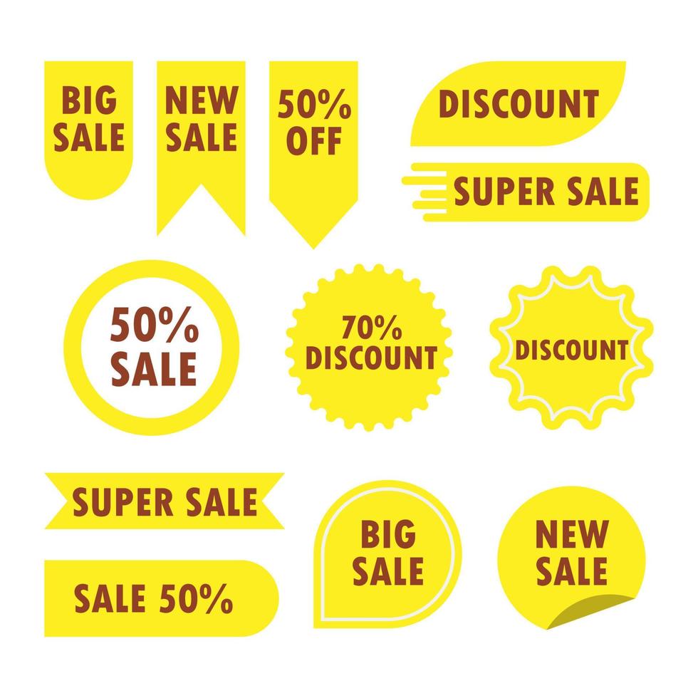 collection de bannière de promotion commerciale de label jaune de vente. définir un badge de vente pour un produit à prix réduit. offre marketing spéciale étiquette jaune illustration vectorielle vecteur