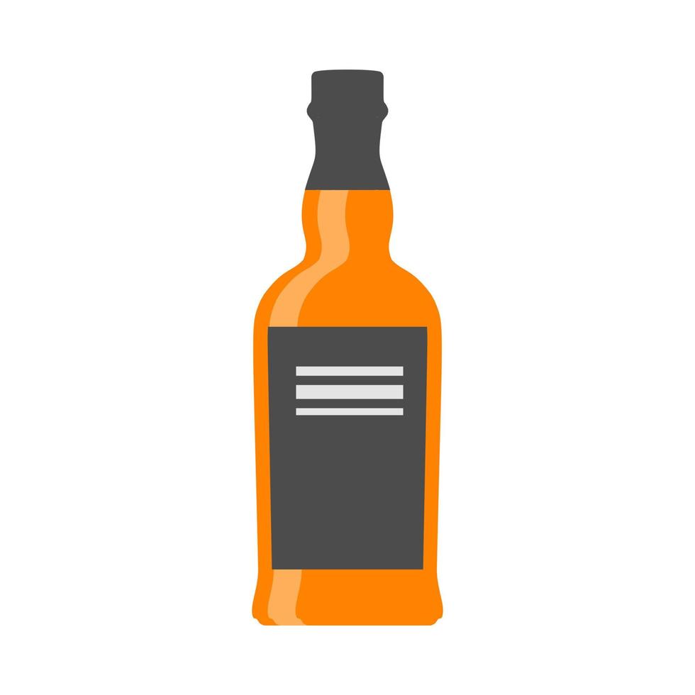 symbole de fête liquide de boisson de bouteille de wiskey. cognac verre objet célébration vecteur icône alcool.