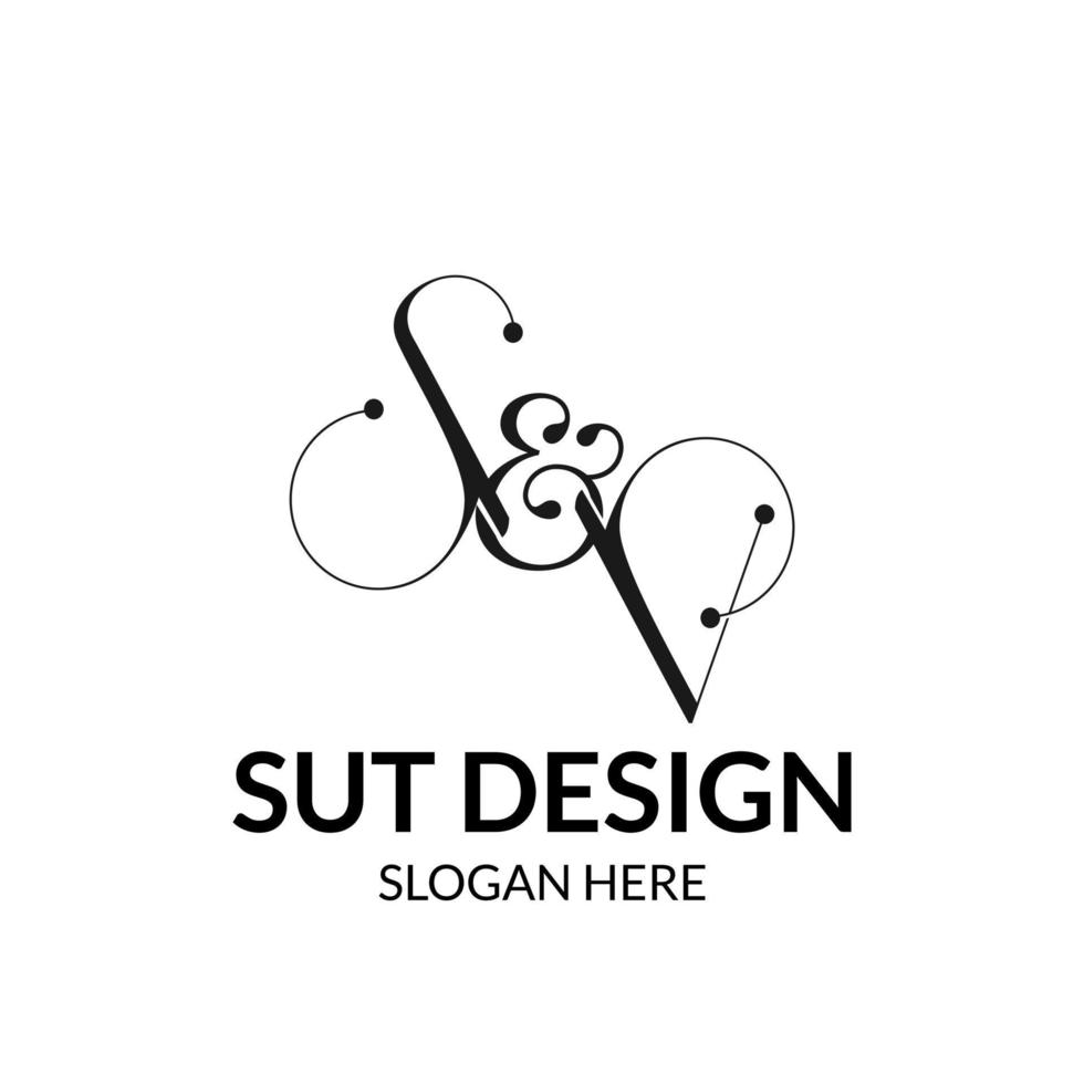 le logo des initiales sv avec un dessin au trait de style minimaliste et élégant vecteur