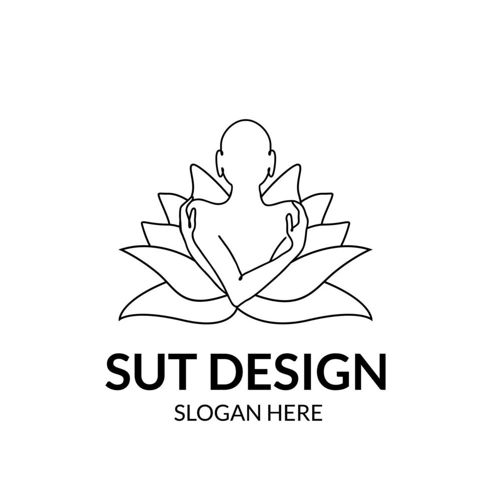 logo d'art en ligne bouddha ou vecteur de logo de méditation hindoue