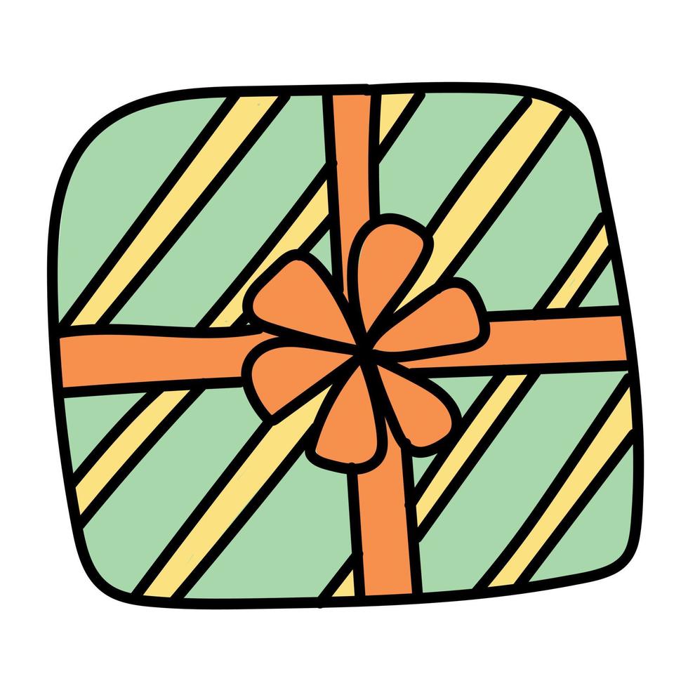 autocollant doodle d'une boîte de vacances avec un cadeau vecteur