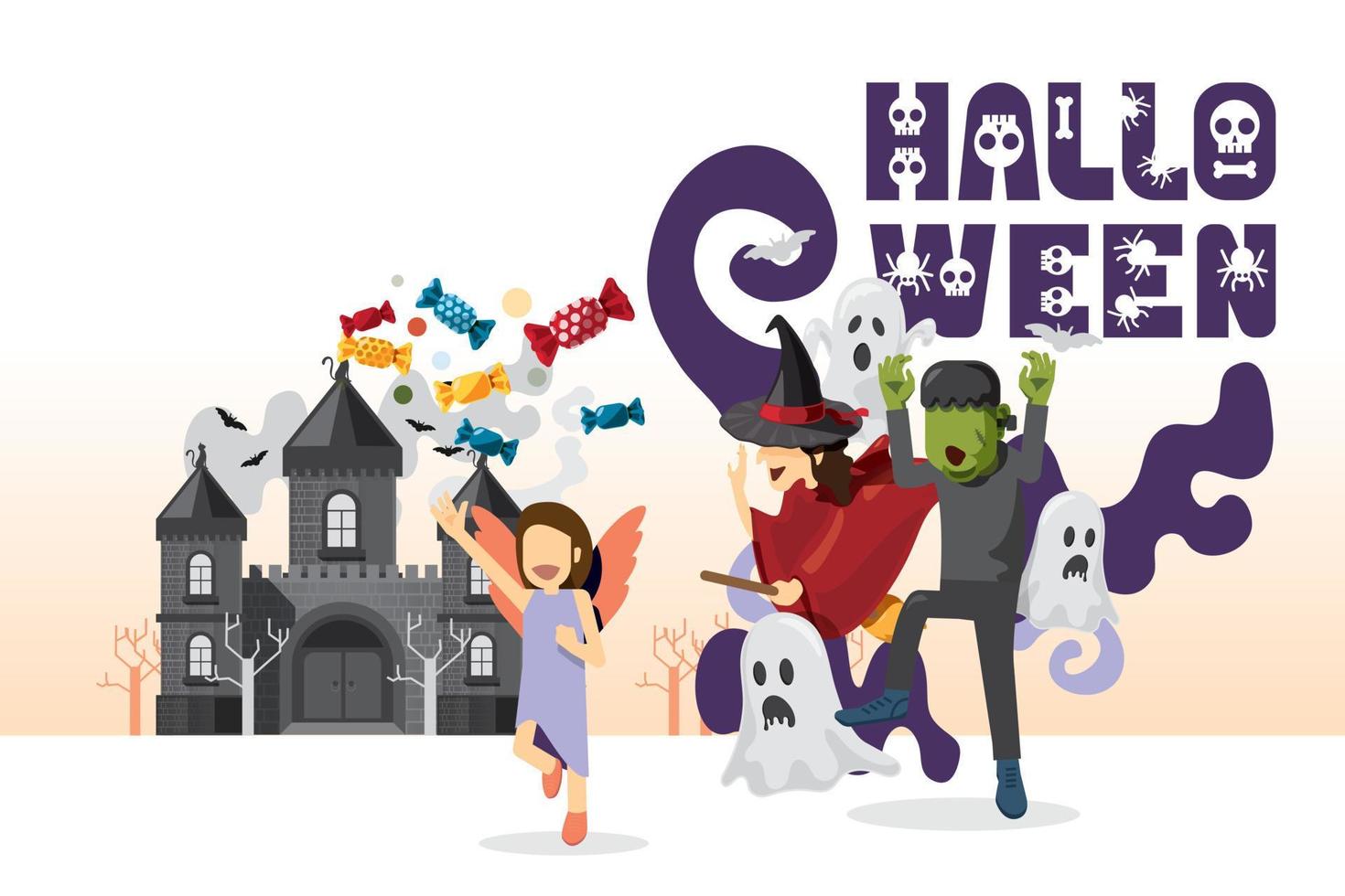 halloween avec crâne effrayant et illustration d'horreur. conception pour la fête de vacances. vecteur de conception.