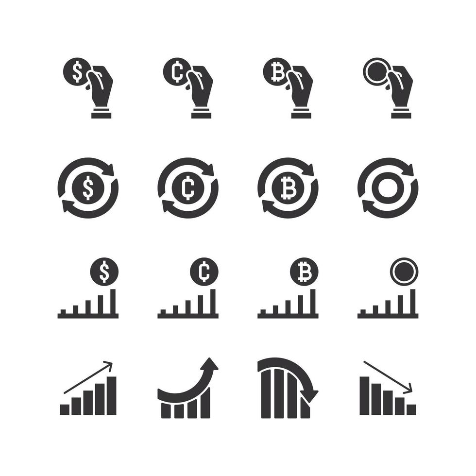 jeu d'icônes de glyphe bitcoin. collection d'éléments de contour de monnaie crypto. icônes de ligne vectorielle vecteur