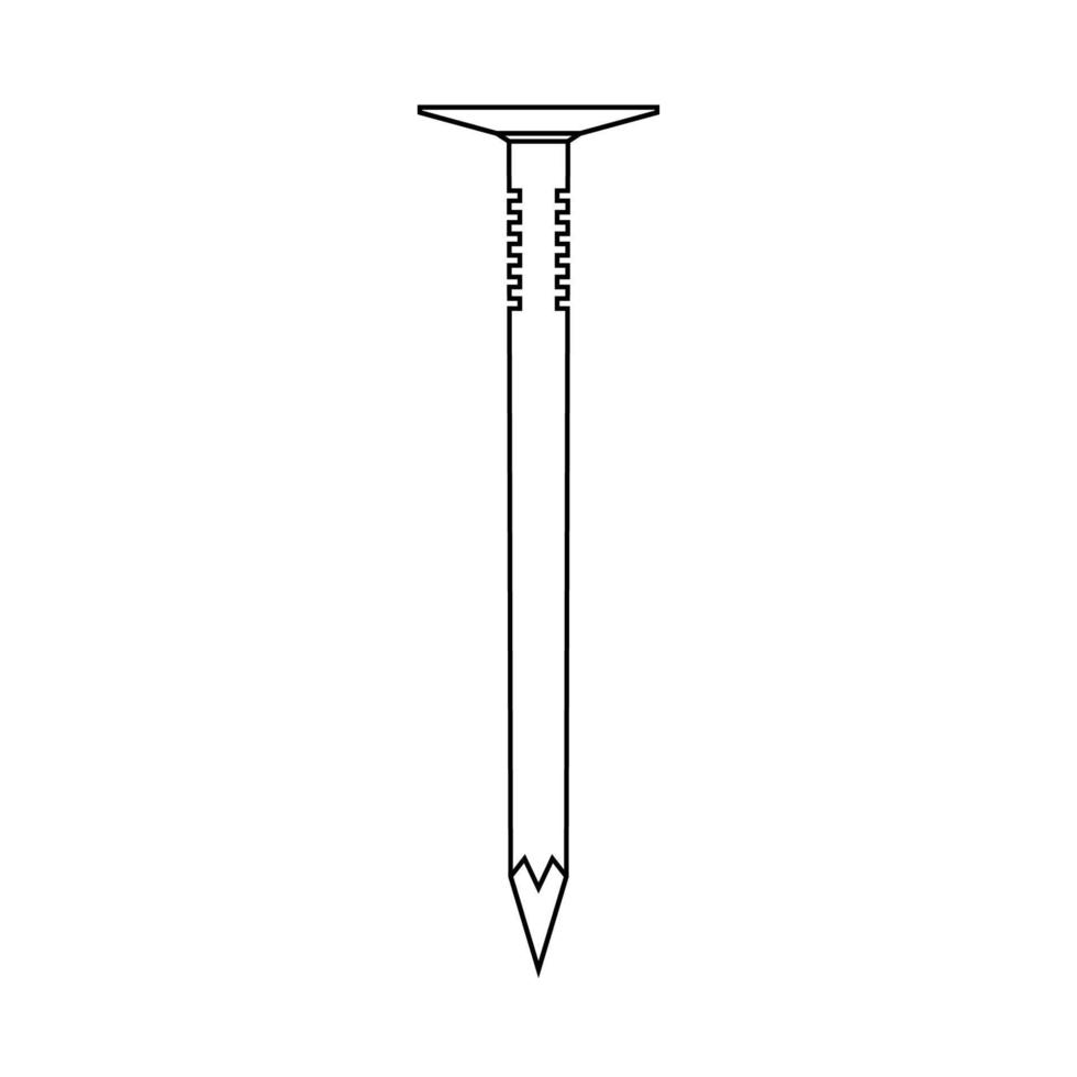 illustration vectorielle de construction d'outils à ongles contour de l'icône de l'équipement. réparer l'industrie du symbole et l'objet isolé ligne blanche mince. instrument de menuiserie et travailleur d'éléments. réparer la pointe du mécanicien de vis vecteur