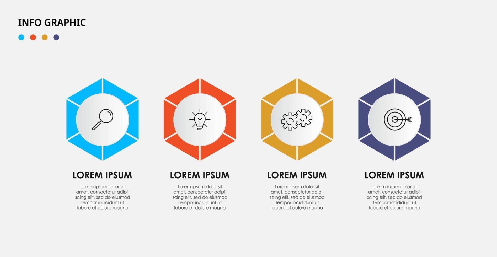 modèle d'entreprise de conception infographique vectorielle avec icônes et 4 options ou étapes. peut être utilisé pour le diagramme de processus, les présentations, la mise en page du flux de travail, la bannière, l'organigramme, le graphique d'informations vecteur