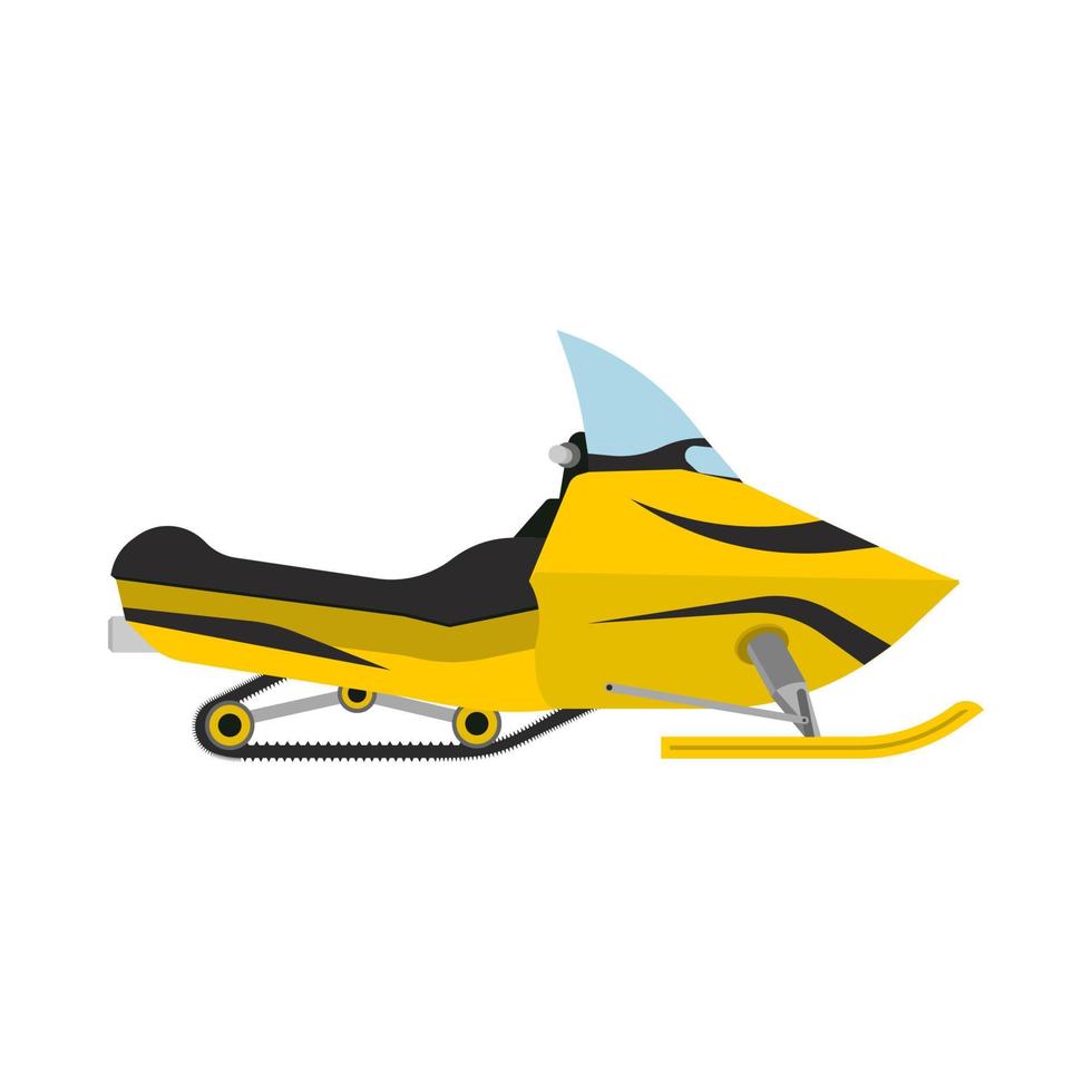 motoneige vue latérale jaune loisirs de voyage en plein air transport enneigé. power ride équipement hiver vtt vecteur véhicule