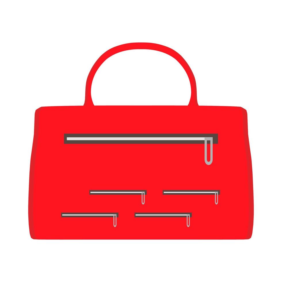 sac à main concept rouge femmes plates cadeau icône vecteur vue de face. bagages de luxe de fille à la mode de dessin animé