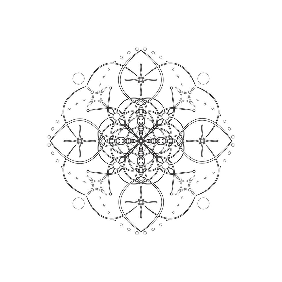 coloriage motif de mandala de décoration de page. fleur mandala ligne art vecteur. dessin au trait ornement mandala noir et blanc. ornement de mandala de décoration pour les pages à colorier. élément de décoration indien vintage. vecteur