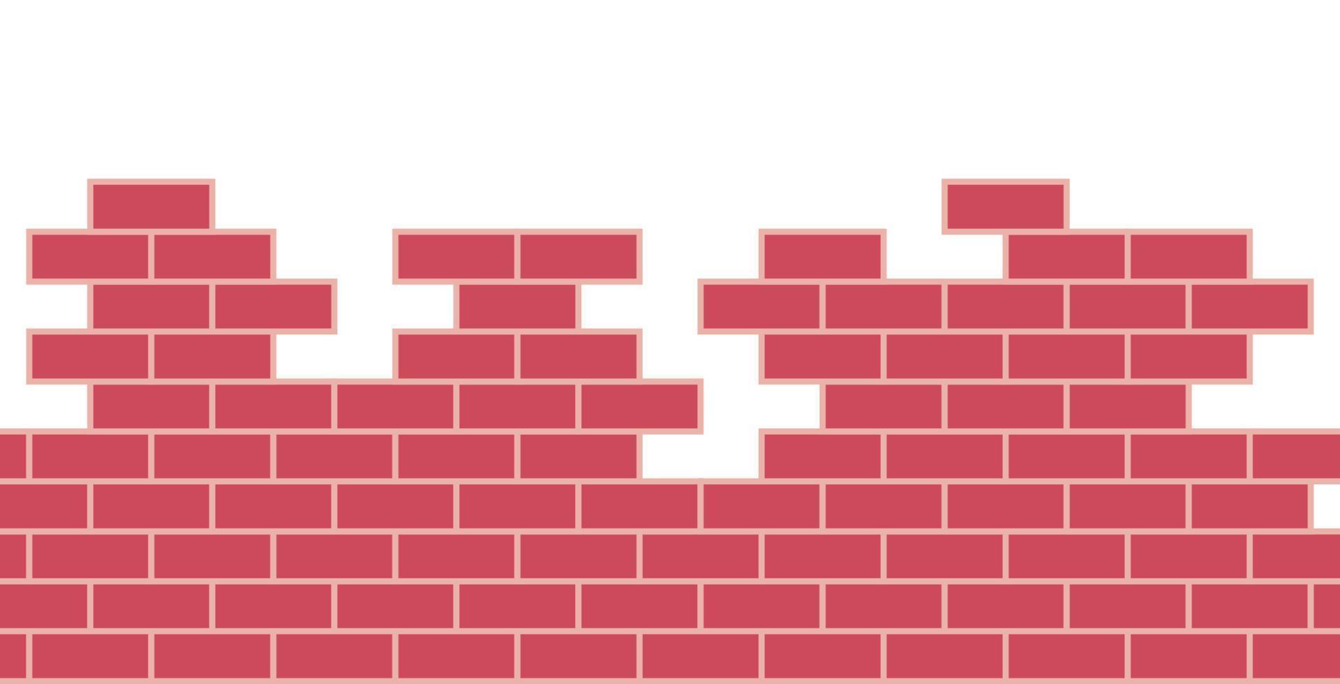 mur de briques et construction de concept de bâtiment de maçonnerie illustration vectorielle plane. vecteur
