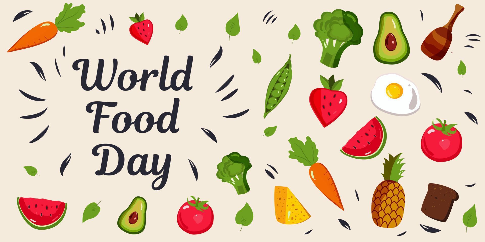 illustration vectorielle de la journée mondiale de l'alimentation, fond blanc coloré vecteur