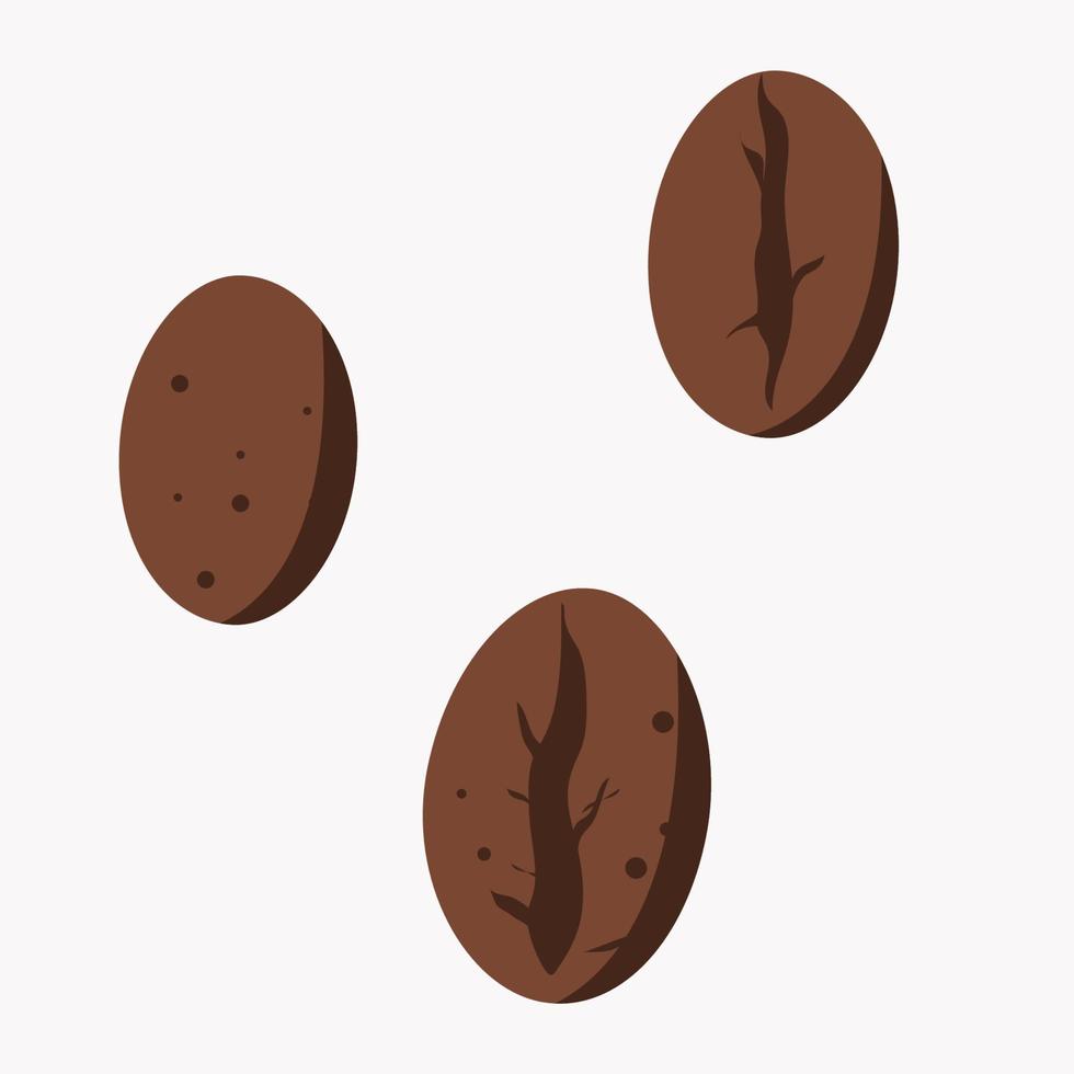 grains de café réalistes marron café, sur fond blanc, illustration vectorielle. vecteur