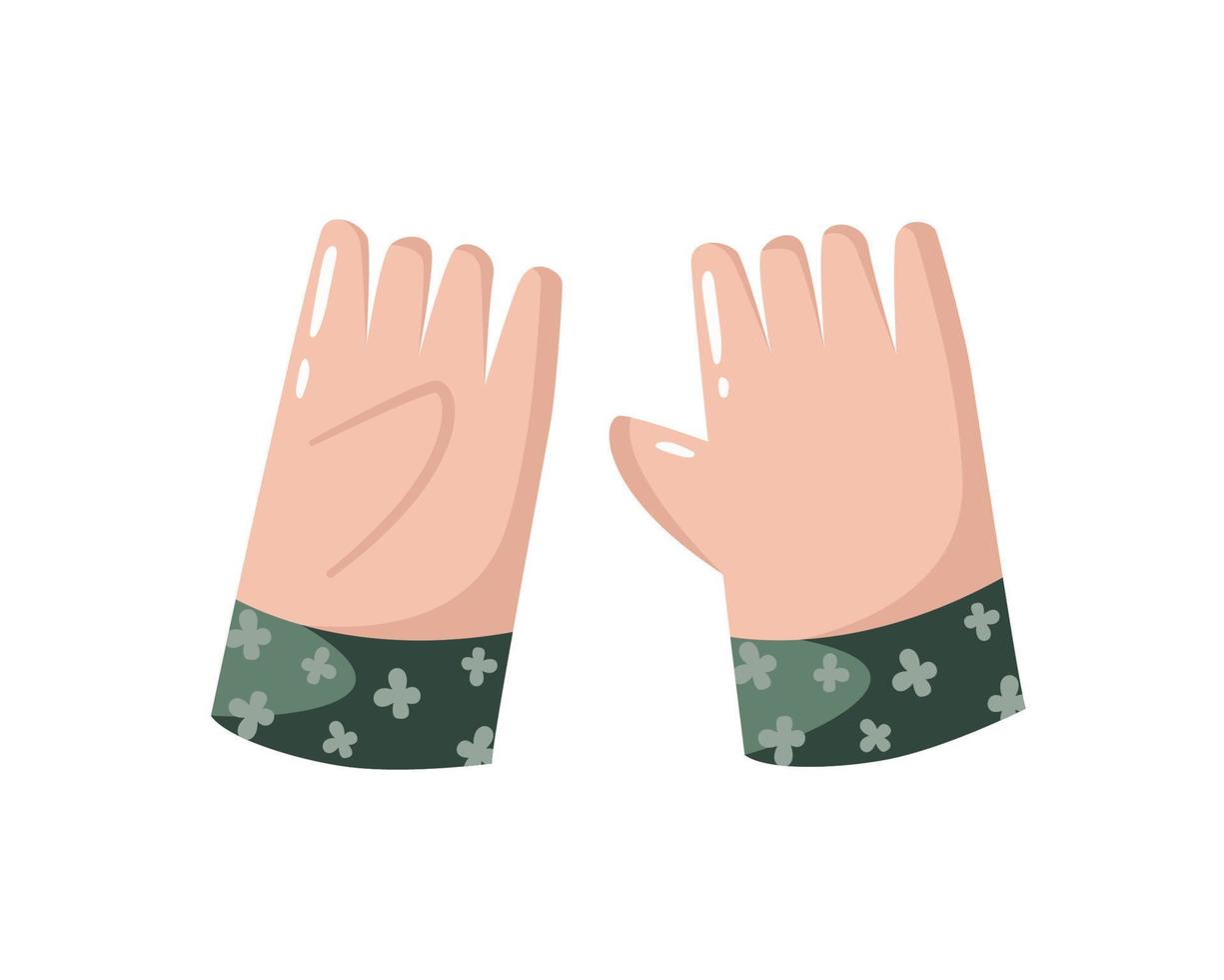 gants de jardin dessinés à la main. accessoire pour le jardinage, élément de conception de dessin animé. illustration vectorielle plane. vecteur