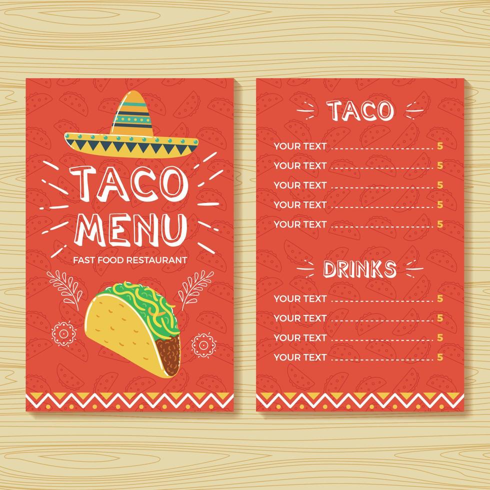 modèle de menu de tacos vecteur