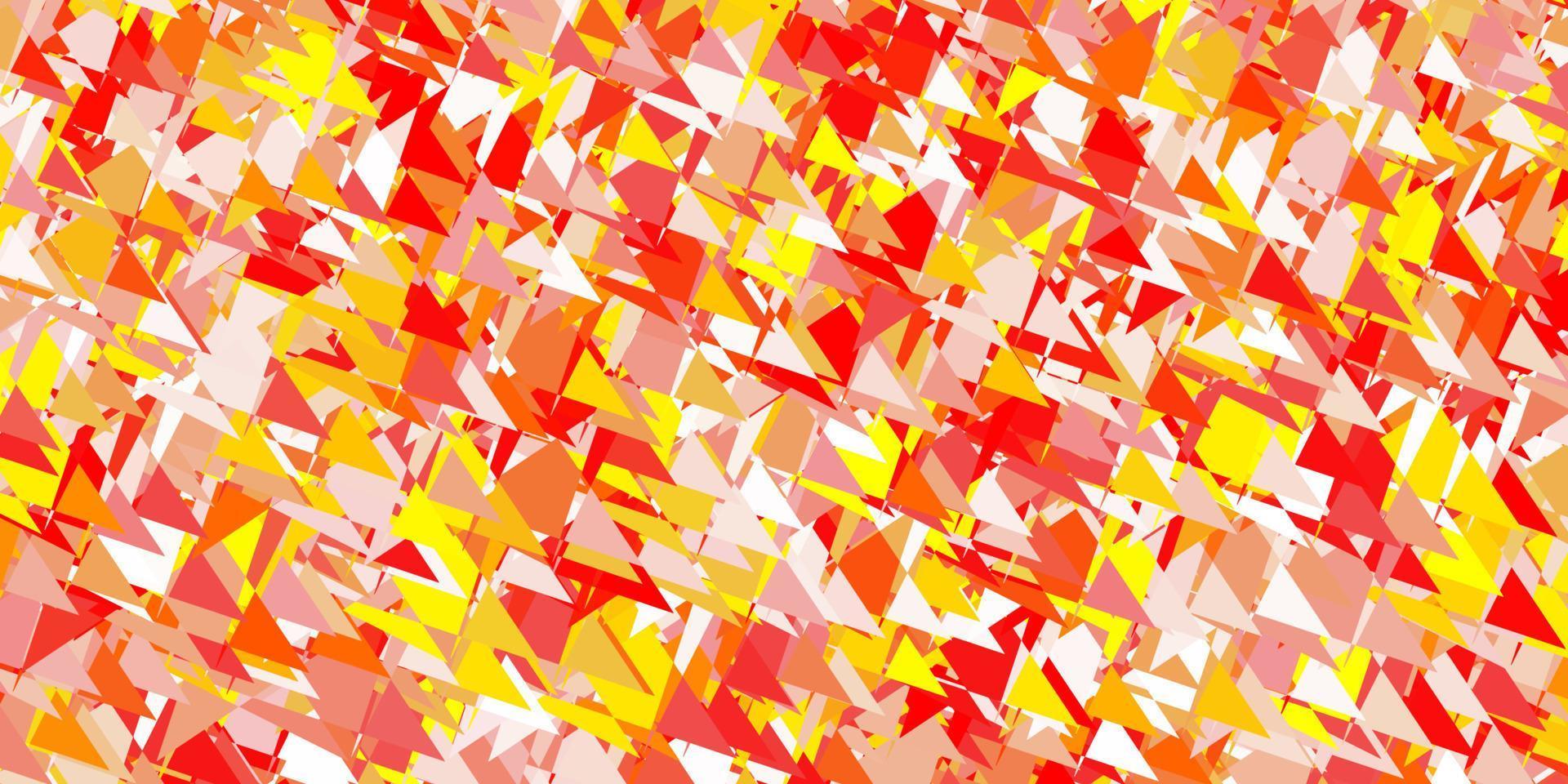 texture de vecteur rouge et jaune clair avec des triangles aléatoires.