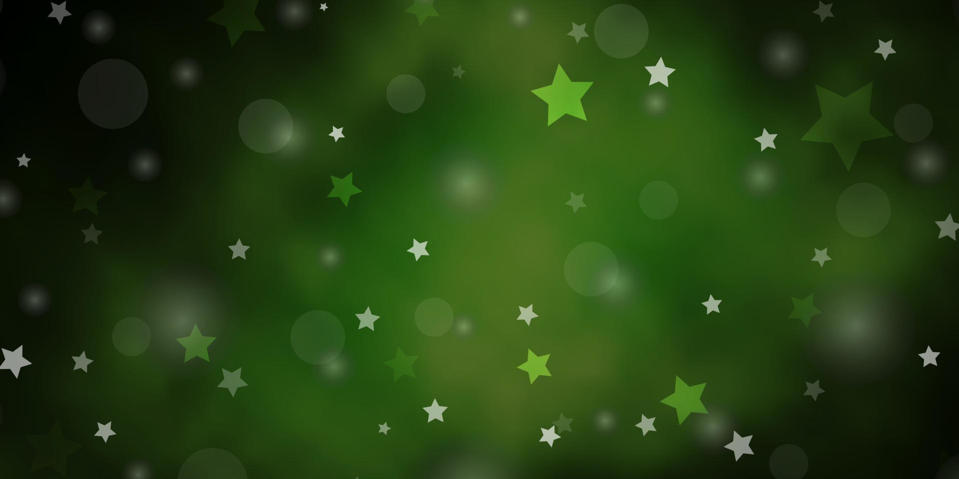 fond de vecteur vert foncé, jaune avec des cercles, des étoiles.