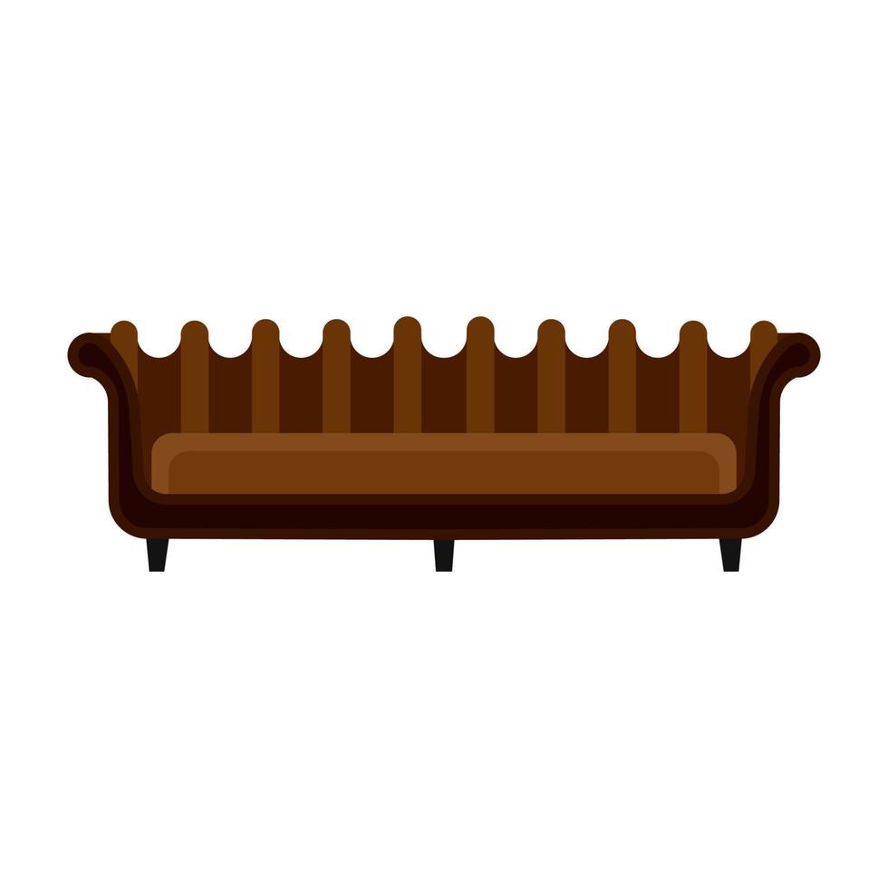 conception d'illustration de vue de face d'icône de vecteur de meubles de sofa. élément de siège intérieur de salon. appartement divan maison cosy