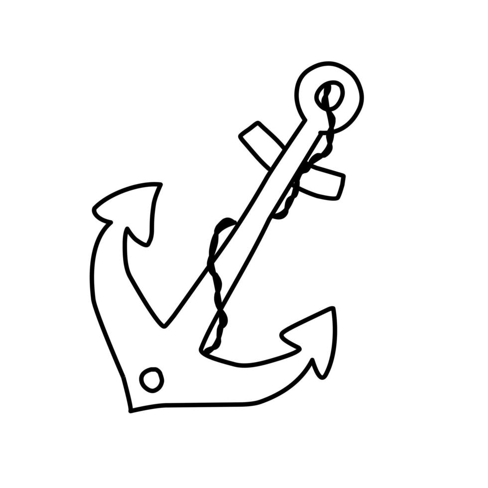 ancre du navire pour l'amarrage. le symbole du tourisme et des loisirs en mer, océan, eau. icône de ligne de vecteur. trait modifiable. style de griffonnage vecteur