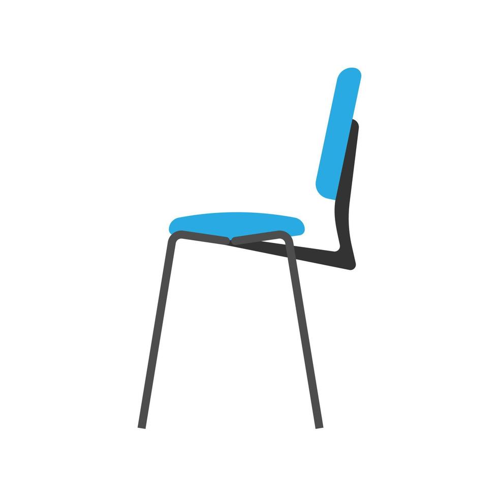 icône de vecteur en bois de vue latérale bleue de chaise. bureau confortable symbole relaxation meubles équipement