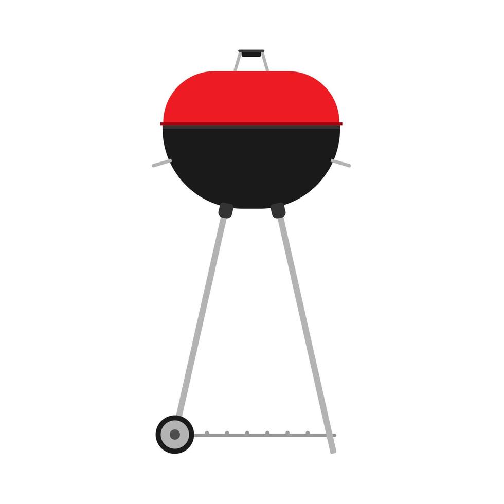 barbecue rouge vecot icône food grill party. menu de feu de boeuf de cuisson de la viande. barbecue été pique-nique plat vacances déjeuner. vecteur