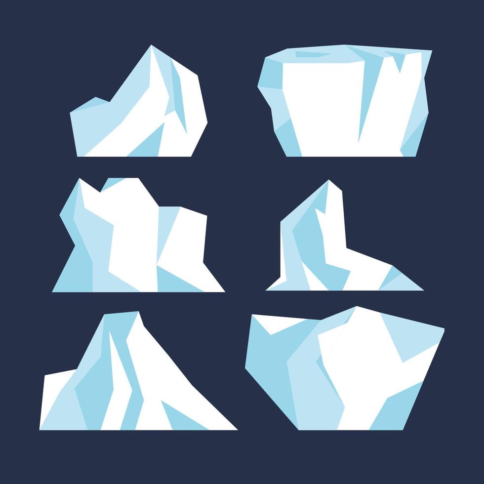 iceberg sous l'eau en raison de l'ensemble de glace isolé. collection de montagnes gelées d'iceberg polaire antarctique. illustration vectorielle de glacier d'hiver en haute mer vecteur