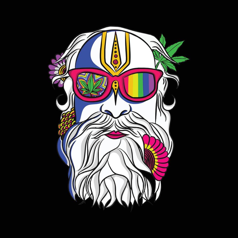 illustration hippie traditionnelle vecteur