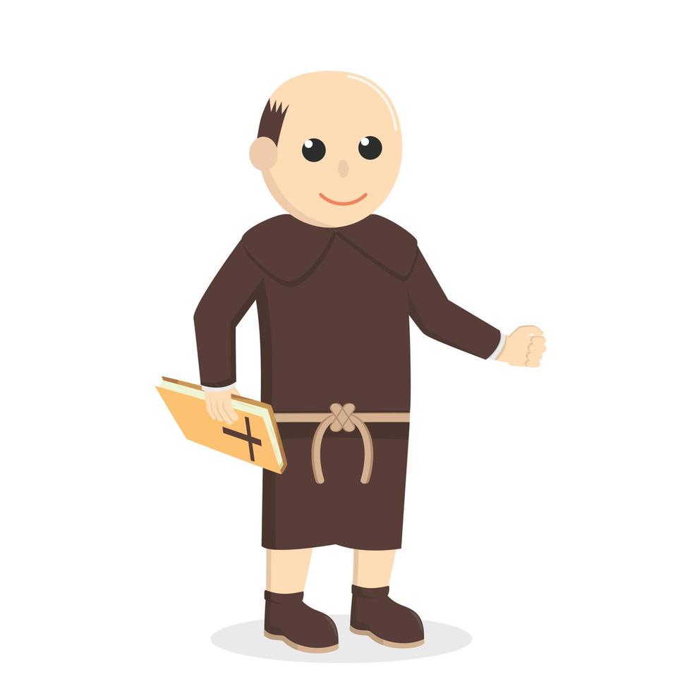 moine chrétien tenant un personnage de conception biblique sur fond blanc vecteur
