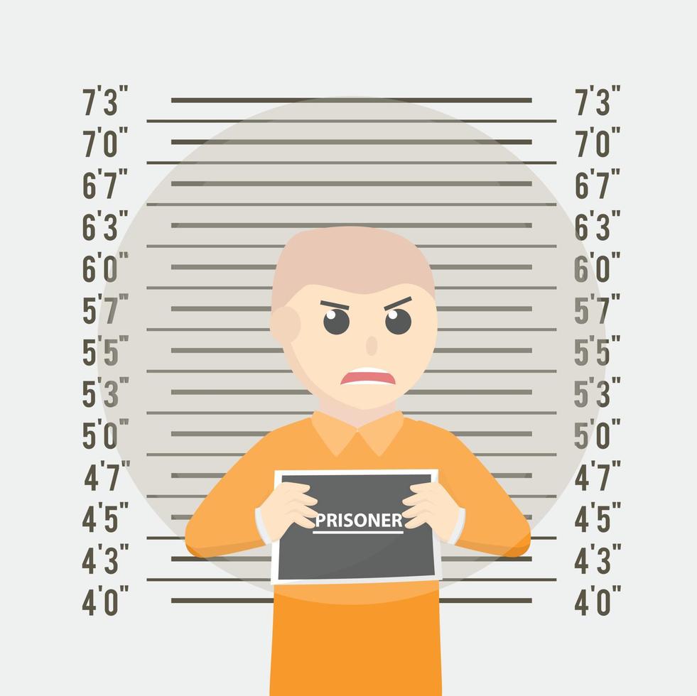 personnage de conception de prisonnier mugshot sur fond blanc vecteur