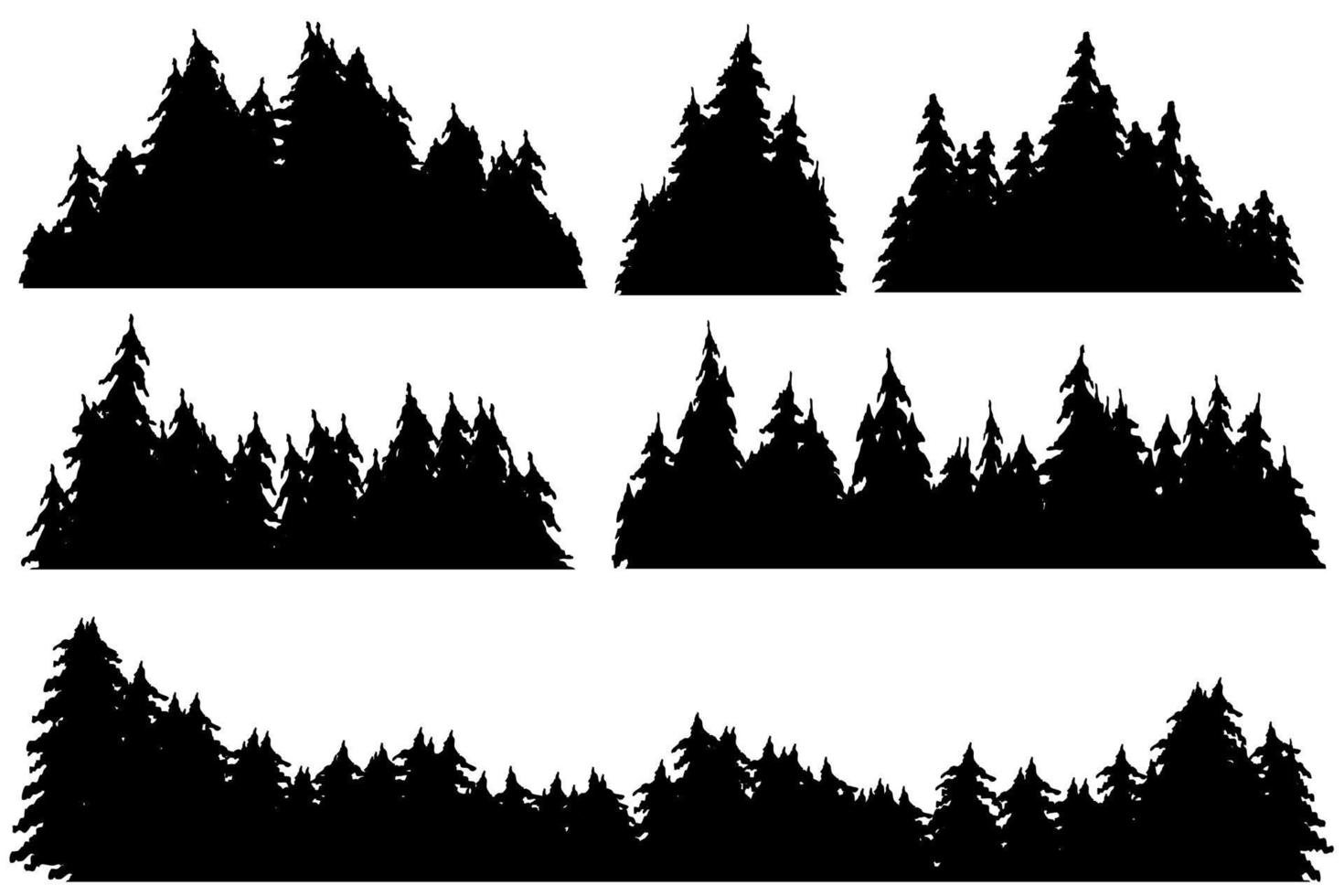 silhouette de pin. paysage de pins vecteur