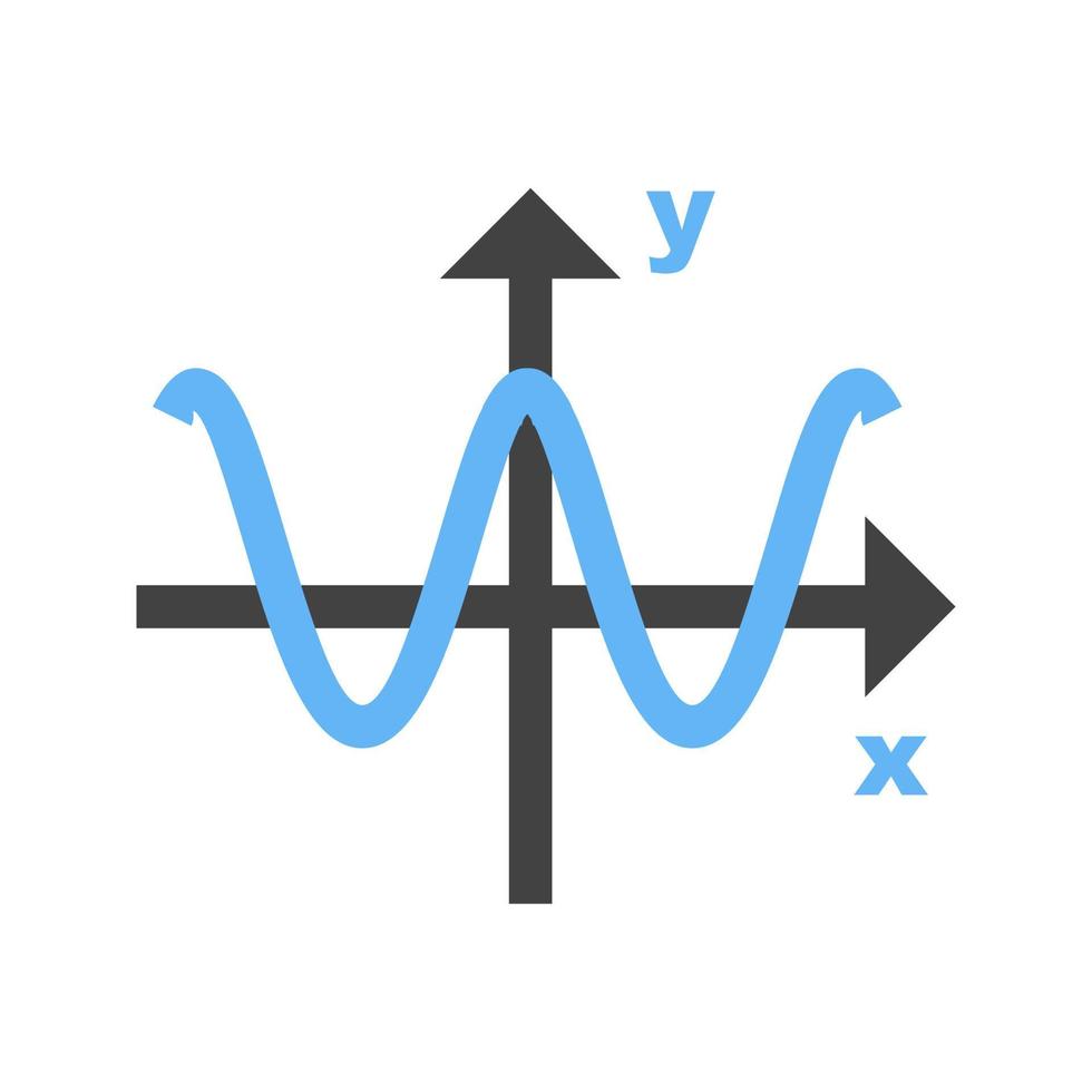 icône bleue et noire de glyphe de graphique cosinus vecteur