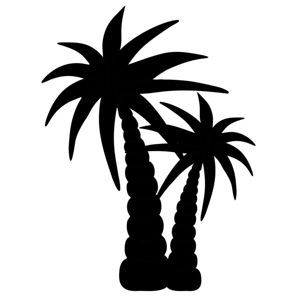 palmiers. silhouette. pictogramme. illustration vectorielle. contour sur un fond isolé. noix de coco. arbre tropical. style plat. plante exotique au tronc puissant et aux grandes feuilles. ambiance de vacances. vecteur